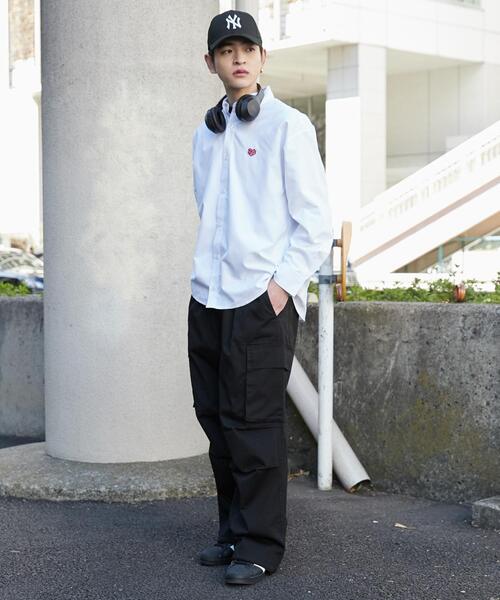 WEGO（ウィゴー）の「WEGO/オックスフォードワンポイントロングスリーブシャツ（シャツ/ブラウス・メンズ・ホワイト/ブルー系その他4・MEDIUM/LARGE）」の3枚目の写真