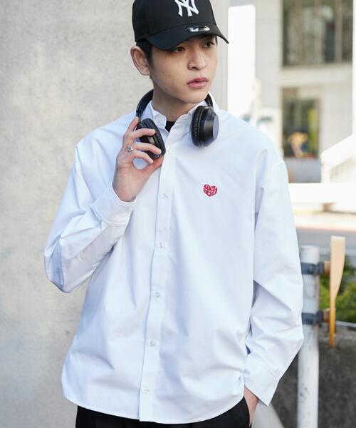 WEGO（ウィゴー）の「WEGO/オックスフォードワンポイントロングスリーブシャツ（シャツ/ブラウス・メンズ・ホワイト/ブルー系その他4・MEDIUM/LARGE）」の9枚目の写真