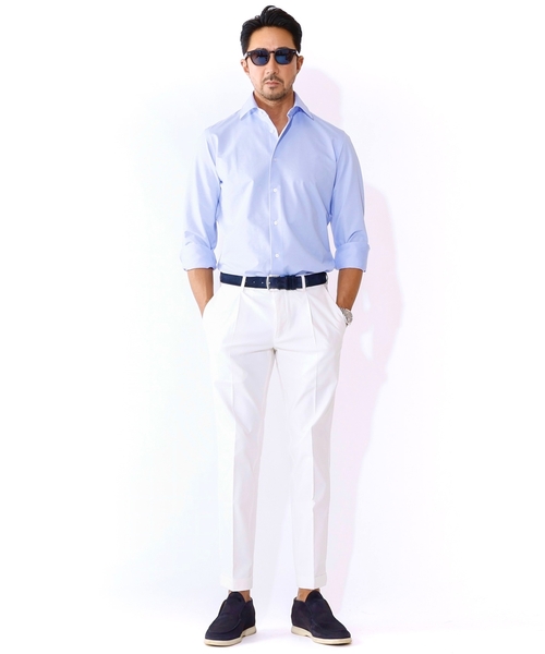 DRESSTERIOR(ドレステリア)の「【干場義雅×DRESSTERIOR】46Gジャージードレスシャツ(ビジネスシャツ・メンズ・ホワイト/サックスブルー・41/39/38/40)」の4枚目の写真