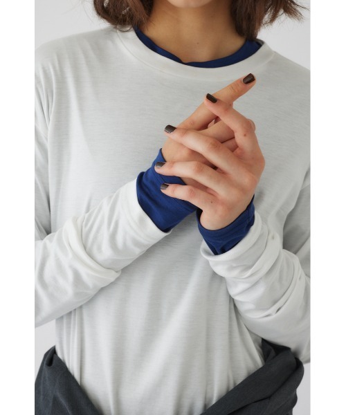 RIM.ARK（リムアーク）の「Basic long sleeve cut tops ベーシックロングスリーブカットトップス（Tシャツ/カットソー・レディース・ホワイト/ブラック・FREE）」の3枚目の写真