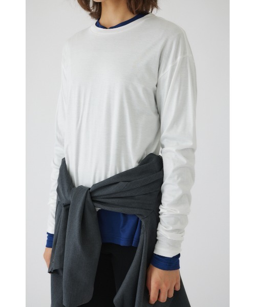 RIM.ARK（リムアーク）の「Basic long sleeve cut tops ベーシックロングスリーブカットトップス（Tシャツ/カットソー・レディース・ホワイト/ブラック・FREE）」の6枚目の写真