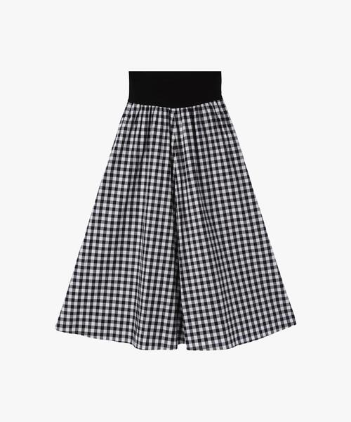 agnes b.(アニエスベー)の「ギンガムチェック コットン フレアスカート(スカート・レディース・ブラック・3/2/1)」の1枚目の写真