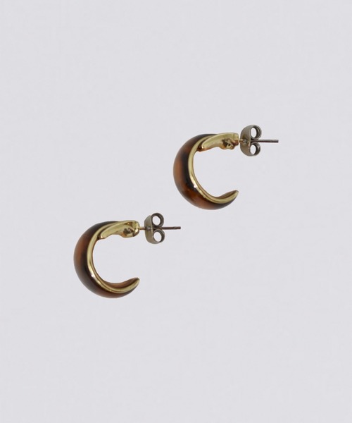 kiehtova(キエトヴァ)の「【kiehtova】GLOSS EPOXY PETIT HOOP PIERCE/グロスエポプチフープピアス(ピアス(両耳用)・レディース・ブラウン/シルバー・FREE)」の3枚目の写真