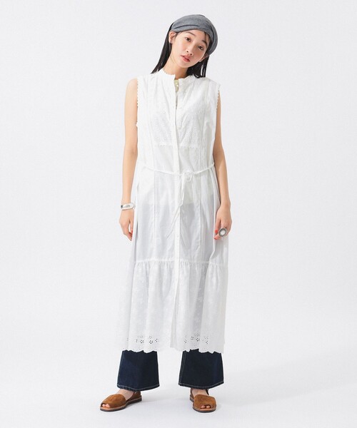 セール】カットワーク ノースリーブ ワンピース（ワンピース