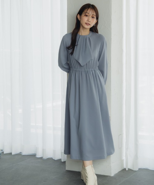 Petitjo(プッチージョ)の「小さいサイズ 2WAYボウタイワンピース 低身長さん・小柄女性(ワンピース・レディース・モカ/ブルーグレー・PS/PM/PL/PSS)」の8枚目の写真