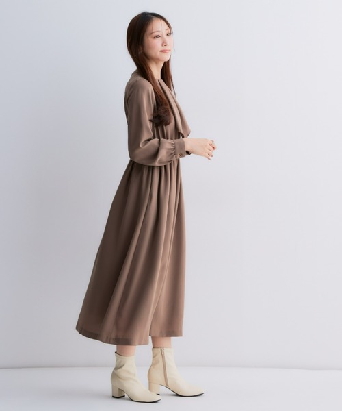 Petitjo(プッチージョ)の「小さいサイズ 2WAYボウタイワンピース 低身長さん・小柄女性(ワンピース・レディース・モカ/ブルーグレー・PS/PM/PL/PSS)」の10枚目の写真