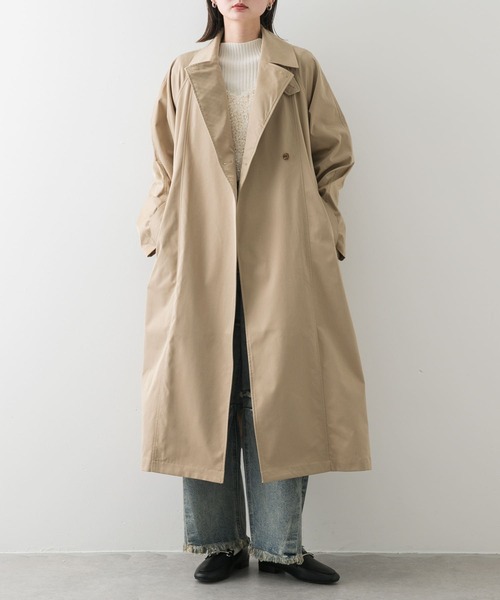 SENSE OF PLACE by URBAN RESEARCH（センスオブプレイスバイアーバンリサーチ）の「ラグラントレンチコート（トレンチコート・レディース・ベージュ/チャコールグレー・ONE）」の5枚目の写真