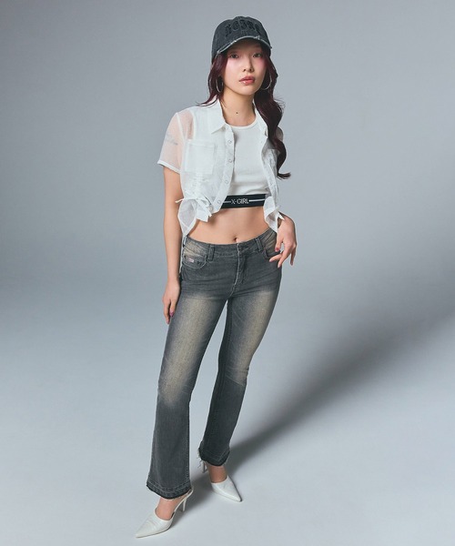 X-girl（エックスガール）の「FADED 6PANEL CAP（キャップ・レディース・ブラック/オリーブ・ONE SIZE）」の4枚目の写真