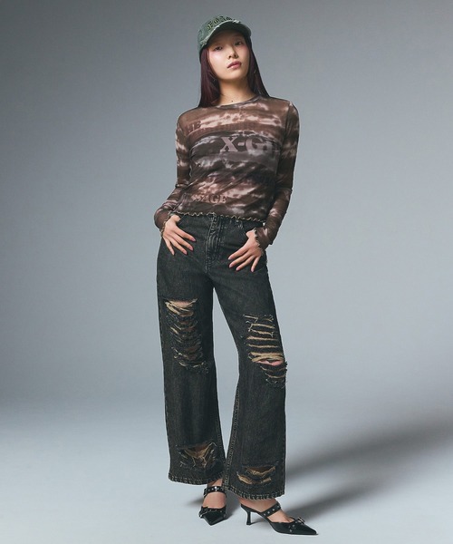 X-girl（エックスガール）の「FADED 6PANEL CAP（キャップ・レディース・ブラック/オリーブ・ONE SIZE）」の5枚目の写真