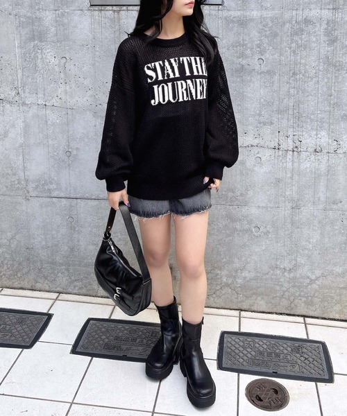INGNI（イング）の「アソートロゴメッシュニット（ニット/セーター・レディース・ホワイト系その他2/ホワイト×ブラック/ホワイト×ブルー/ブラック×ホワイト・M）」の20枚目の写真