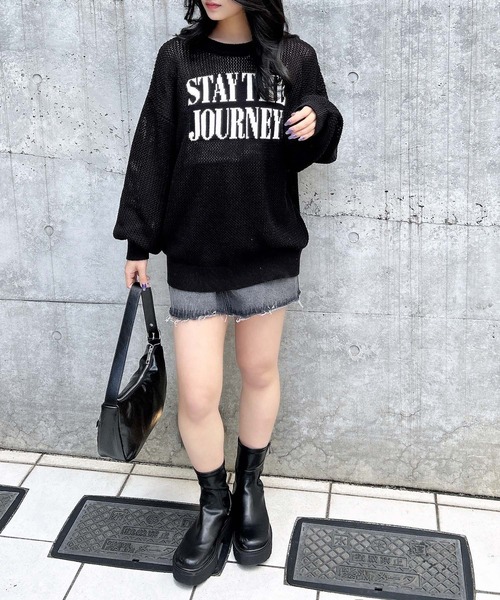 INGNI（イング）の「アソートロゴメッシュニット（ニット/セーター・レディース・ホワイト系その他2/ホワイト×ブラック/ホワイト×ブルー/ブラック×ホワイト・M）」の21枚目の写真