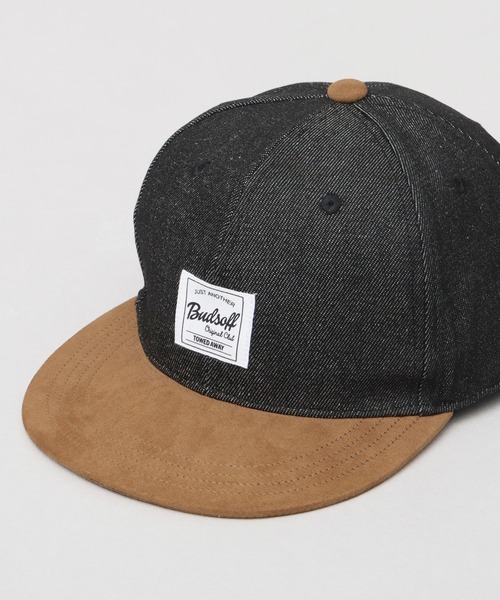 A.M.S.（エーエムエス）の「フェイクスエードつば デニム 平つば ベースボールキャップ（キャップ・メンズ・ブラック/ネイビー・FREE）」の2枚目の写真