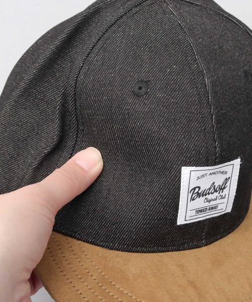 A.M.S.（エーエムエス）の「フェイクスエードつば デニム 平つば ベースボールキャップ（キャップ・メンズ・ブラック/ネイビー・FREE）」の6枚目の写真