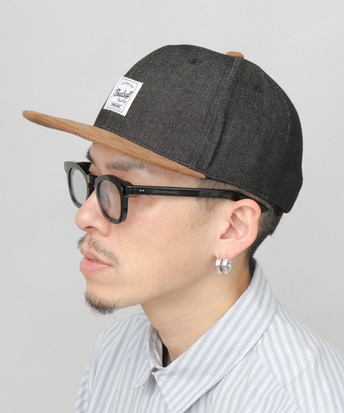 A.M.S.（エーエムエス）の「フェイクスエードつば デニム 平つば ベースボールキャップ（キャップ・メンズ・ブラック/ネイビー・FREE）」の7枚目の写真
