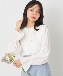 earth 白い長袖ブラウス アースミュージックアンドエコロジー 長袖ブラウス F 白 無地