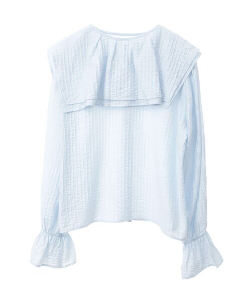 earth music&ecology(アースミュージックアンドエコロジー)の「2WAYスクエアラッフルカラーブラウス(シャツ/ブラウス・レディース・オフホワイト/イエロー/サックスブルー・FREE)」の14枚目の写真