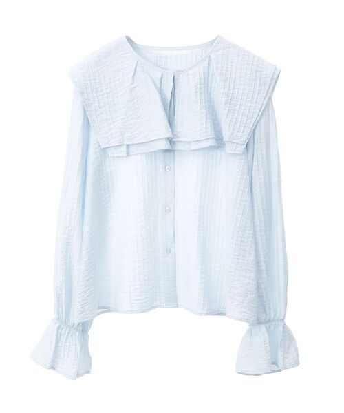 earth music&ecology(アースミュージックアンドエコロジー)の「2WAYスクエアラッフルカラーブラウス(シャツ/ブラウス・レディース・オフホワイト/イエロー/サックスブルー・FREE)」の6枚目の写真