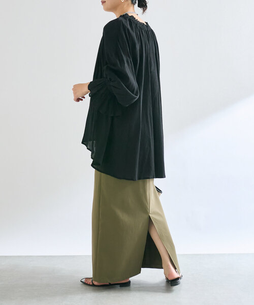 RIVE DROITE サイドギャザー ブラック 長袖 トップス RIVE DROITE サイドギャザー ブラック 長袖 トップス