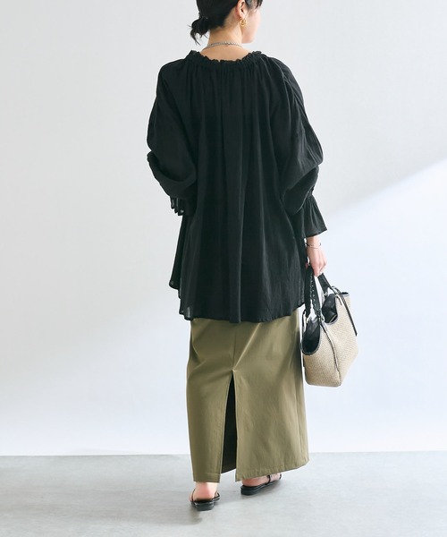 ★新品美品★【RIVE DROITE】楊柳ギャザーブラウス RIVE DROITE（リヴドロワ）の「【着映え◎】楊柳ギャザーブラウス