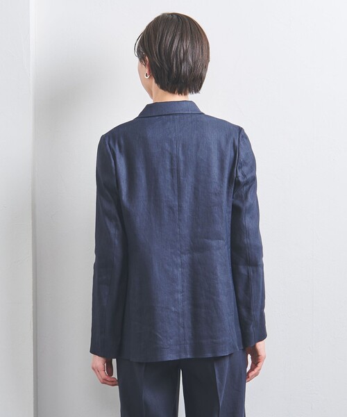 美品★UNITED ARROWS シルク テーラードジャケット ネイビー 46 美品☆UNITED ARROWS シルク テーラードジャケット ネイビー 46