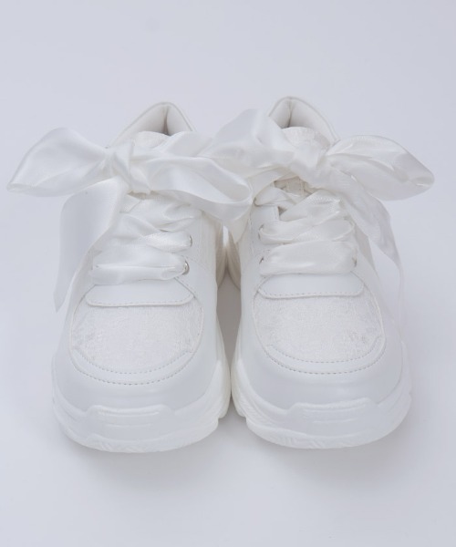 axes femme POETIQUE（アクシーズファムポエティック）の「サテンリボンスニーカー（スニーカー・レディース・ホワイト/ブラック・MEDIUM/LARGE）」の11枚目の写真