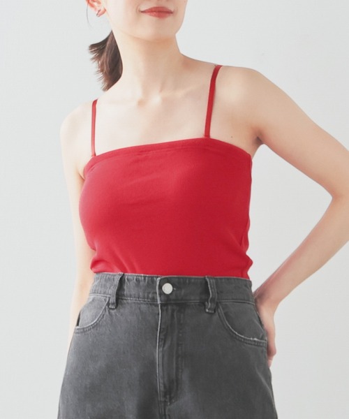 Honeys（ハニーズ）の「【ＵＶカット・吸水速乾】カップ付ベアトップ（チューブトップ・レディース・ブラック/ホワイト/ライトグリーン/レッド/杢グレー/ホワイト×ブラック/スミクロ・L/M/S）」の7枚目の写真