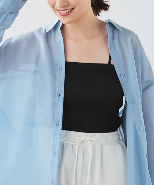 Honeys（ハニーズ）の「【ＵＶカット・吸水速乾】カップ付ベアトップ（チューブトップ・レディース・ブラック/ホワイト/ライトグリーン/レッド/杢グレー/ホワイト×ブラック/スミクロ・L/M/S）」の4枚目の写真