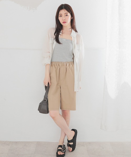 Honeys（ハニーズ）の「【ＵＶカット・吸水速乾】カップ付ベアトップ（チューブトップ・レディース・ブラック/ホワイト/ライトグリーン/レッド/杢グレー/ホワイト×ブラック/スミクロ・L/M/S）」の14枚目の写真