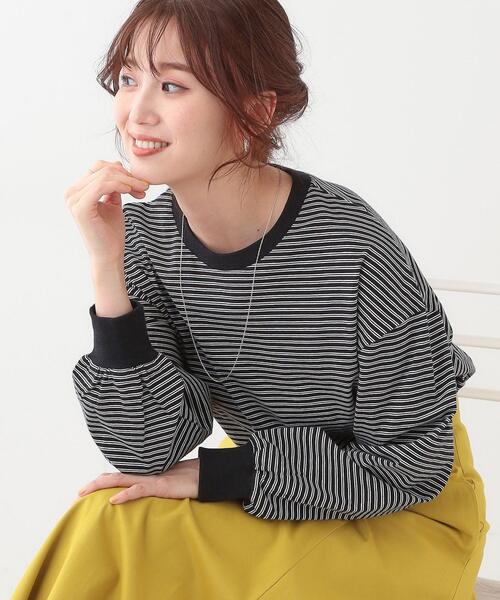Cutie Blonde(キューティーブロンド)の「【洗える】ボーダーリブカットソー(Tシャツ/カットソー・レディース・ホワイト系3/ブラック系2/ブルー系2・00)」の1枚目の写真