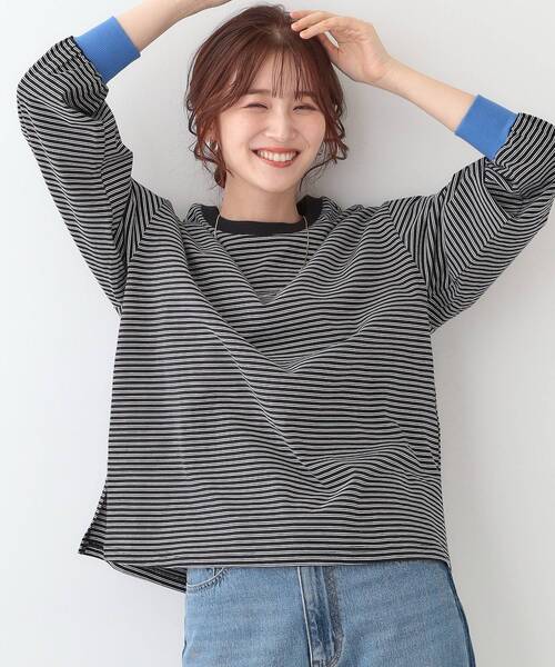 Cutie Blonde(キューティーブロンド)の「【洗える】ボーダーリブカットソー(Tシャツ/カットソー・レディース・ホワイト系3/ブラック系2/ブルー系2・00)」の3枚目の写真