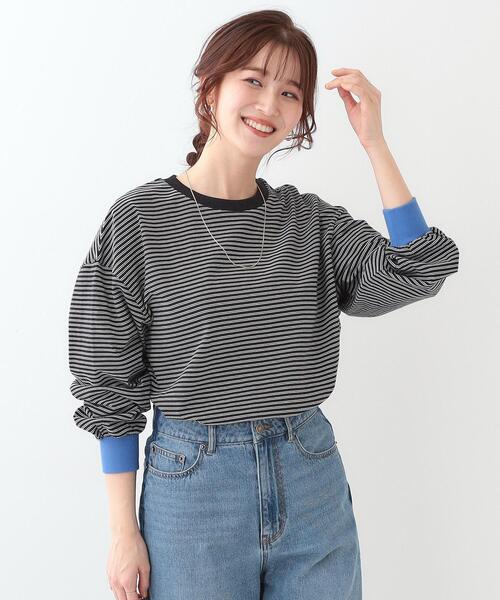 Cutie Blonde(キューティーブロンド)の「【洗える】ボーダーリブカットソー(Tシャツ/カットソー・レディース・ホワイト系3/ブラック系2/ブルー系2・00)」の13枚目の写真