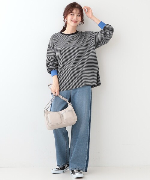 Cutie Blonde(キューティーブロンド)の「【洗える】ボーダーリブカットソー(Tシャツ/カットソー・レディース・ホワイト系3/ブラック系2/ブルー系2・00)」の14枚目の写真