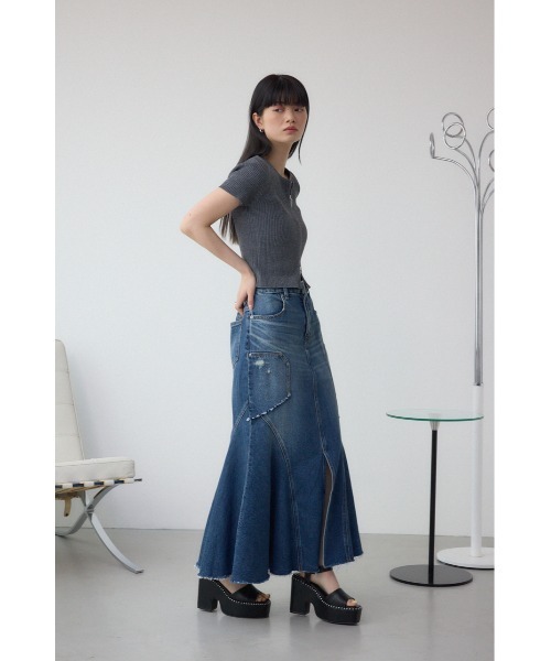 AZUL by moussy（アズールバイマウジー）の「Wジップショートスリーブ配色リブプルオーバー（カーディガン/ボレロ・レディース・ピンク/アイボリー/ブラック/ブルー/杢グレー・FREE）」の8枚目の写真