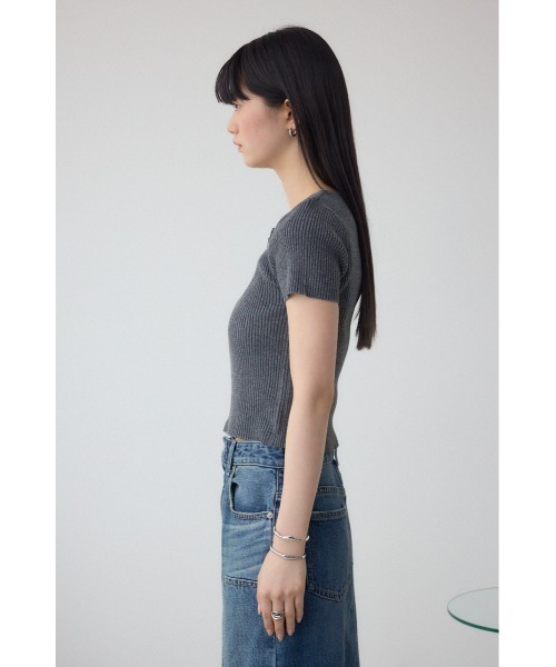 AZUL by moussy（アズールバイマウジー）の「Wジップショートスリーブ配色リブプルオーバー（カーディガン/ボレロ・レディース・ピンク/アイボリー/ブラック/ブルー/杢グレー・FREE）」の10枚目の写真