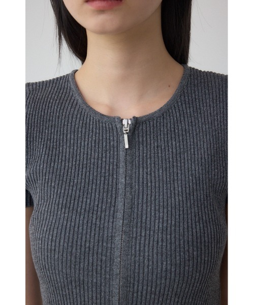 AZUL by moussy（アズールバイマウジー）の「Wジップショートスリーブ配色リブプルオーバー（カーディガン/ボレロ・レディース・ピンク/アイボリー/ブラック/ブルー/杢グレー・FREE）」の12枚目の写真