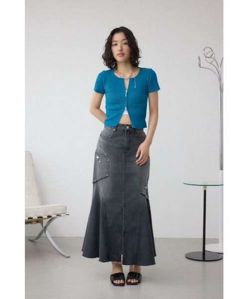 AZUL by moussy（アズールバイマウジー）の「Wジップショートスリーブ配色リブプルオーバー（カーディガン/ボレロ・レディース・ピンク/アイボリー/ブラック/ブルー/杢グレー・FREE）」の18枚目の写真