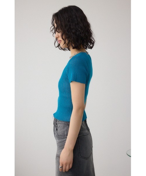 AZUL by moussy（アズールバイマウジー）の「Wジップショートスリーブ配色リブプルオーバー（カーディガン/ボレロ・レディース・ピンク/アイボリー/ブラック/ブルー/杢グレー・FREE）」の20枚目の写真