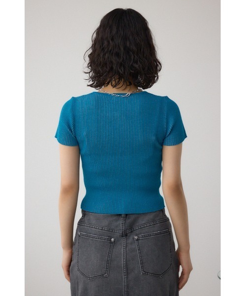 AZUL by moussy（アズールバイマウジー）の「Wジップショートスリーブ配色リブプルオーバー（カーディガン/ボレロ・レディース・ピンク/アイボリー/ブラック/ブルー/杢グレー・FREE）」の21枚目の写真