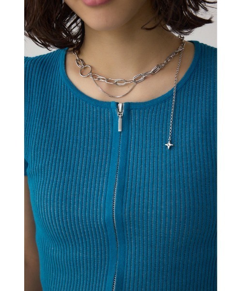 AZUL by moussy（アズールバイマウジー）の「Wジップショートスリーブ配色リブプルオーバー（カーディガン/ボレロ・レディース・ピンク/アイボリー/ブラック/ブルー/杢グレー・FREE）」の22枚目の写真
