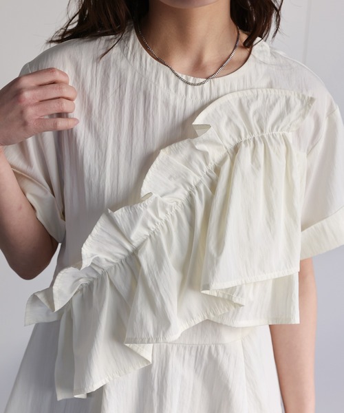 bibiy. フリル ペプラム　半袖シャツ ネイビー　pop up限定 bibiy. フリル ペプラム 半袖シャツ ネイビー pop up限定 bibiy