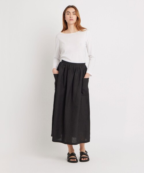 agnes b.（アニエスベー）の「リネン ロングスカート "Telma"（スカート・レディース・ブラック・36/38）」の6枚目の写真