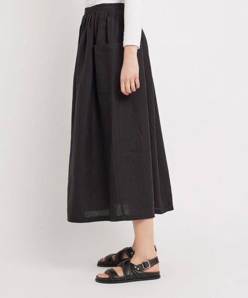 agnes b.（アニエスベー）の「リネン ロングスカート "Telma"（スカート・レディース・ブラック・36/38）」の4枚目の写真