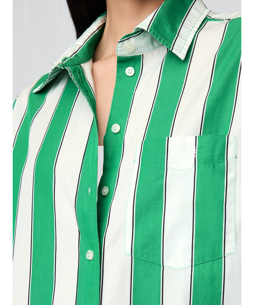 GAP（ギャップ）の「ポプリン ビッグシャツ（シャツ/ブラウス・レディース・ブルー系その他/イエロー/ピンク系その他/グリーン/ピンク/ホワイト×ブルー・L/M/XS/XXS/S）」の9枚目の写真