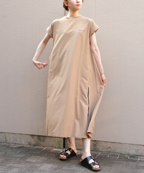 NIMES フレンチスリーブワンピース Andemiu シャツワンピース アシメカシュクール風フレンチ