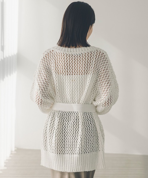 セール】メッシュサファリニットカーディガン（カーディガン