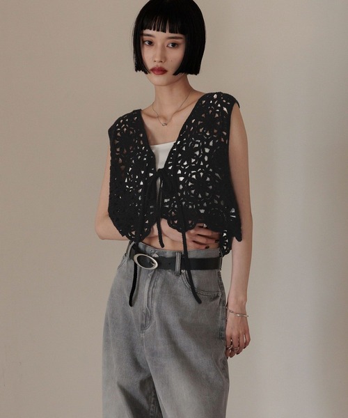 かい出品 LOWRYS FARM（ローリーズファーム）の「クロシェ2WAYベスト