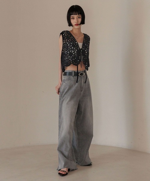 LOWRYS FARM（ローリーズファーム）の「クロシェ２ＷＡＹベスト　324472（ベスト・レディース・アイボリー/ブラック・FREE）」の20枚目の写真