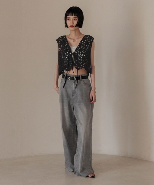 LOWRYS FARM（ローリーズファーム）の「クロシェ２ＷＡＹベスト　324472（ベスト・レディース・アイボリー/ブラック・FREE）」の21枚目の写真