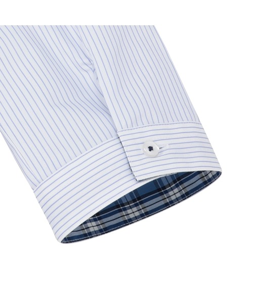 TOKYO SHIRTS(トウキョウシャツ)の「透け防止 形態安定ノーアイロン スキッパー 7分袖ビジネスワイシャツ(ビジネスシャツ・レディース・ブルー・LL/S/M/L/XS/XL)」の4枚目の写真