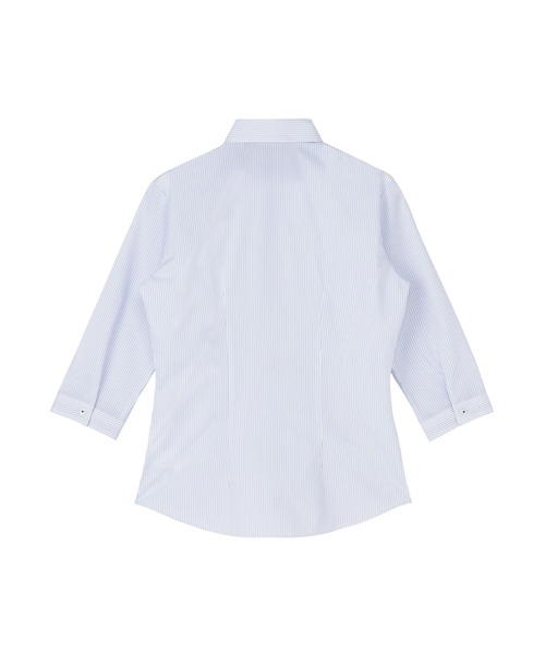 TOKYO SHIRTS(トウキョウシャツ)の「透け防止 形態安定ノーアイロン スキッパー 7分袖ビジネスワイシャツ(ビジネスシャツ・レディース・ブルー・LL/S/M/L/XS/XL)」の2枚目の写真